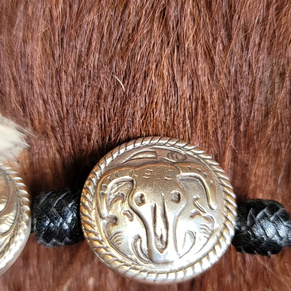 Concho western Bracelet Skull Cross Cowboy leather